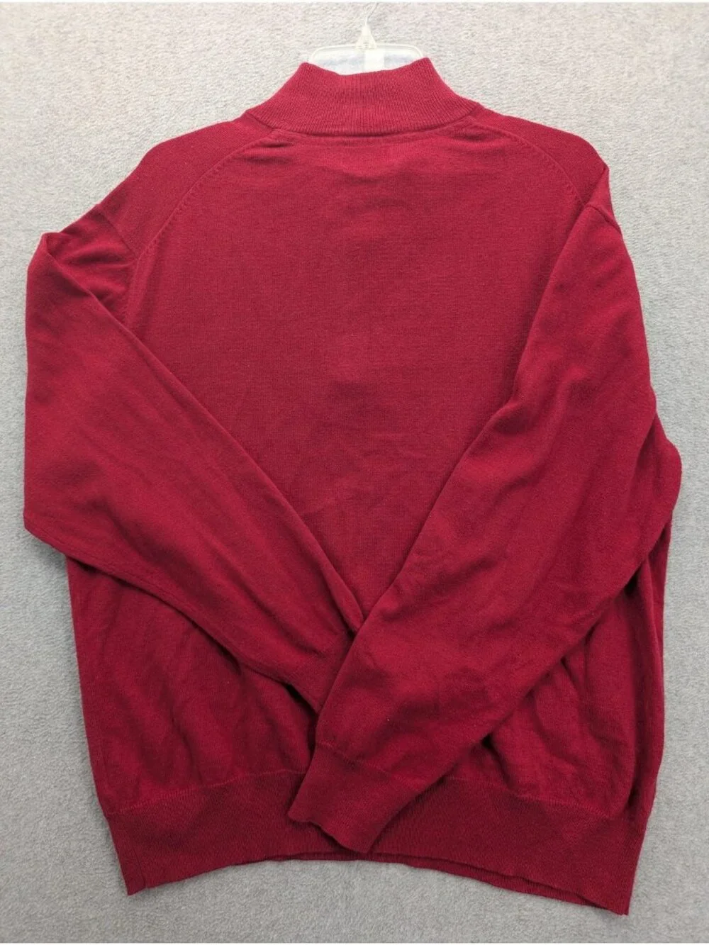 Orvis Sweater Mens Large Red 1/4 Zip Mock Neck Silk Cashmere Pullover Knit